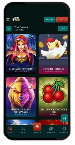 TonySpins casino anwendung